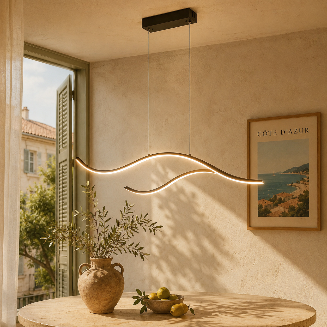 Curved Wavy LED Pendant Light