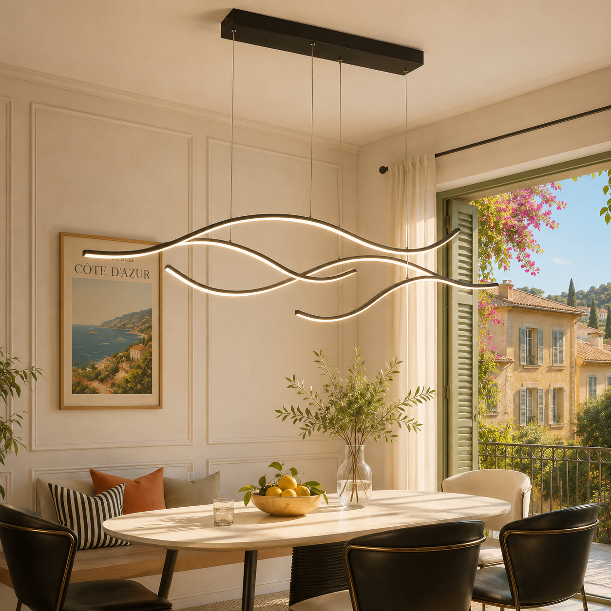 Curved Wavy LED Pendant Light