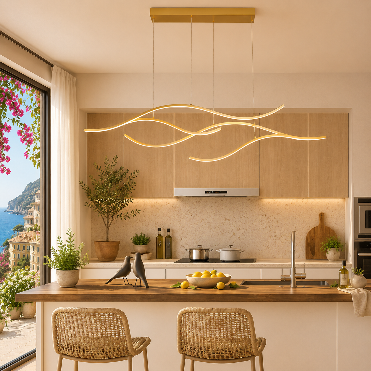 Curved Wavy LED Pendant Light