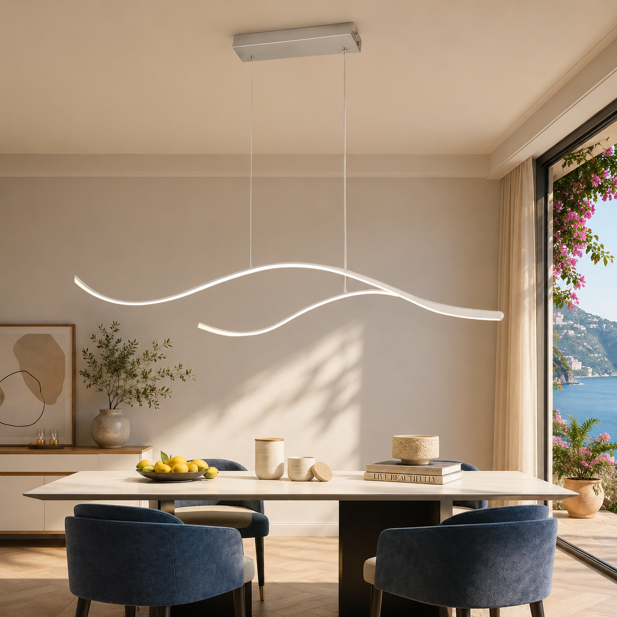 Curved Wavy LED Pendant Light