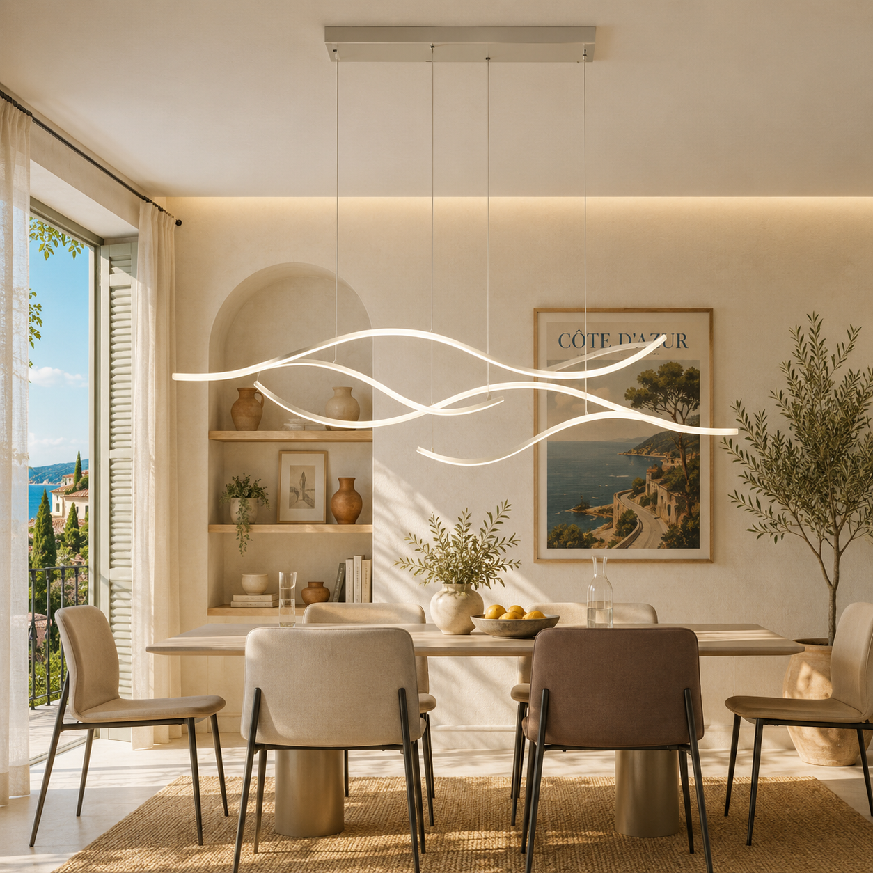 Curved Wavy LED Pendant Light