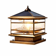 Heritage Glass Solar Lantern Post Light
