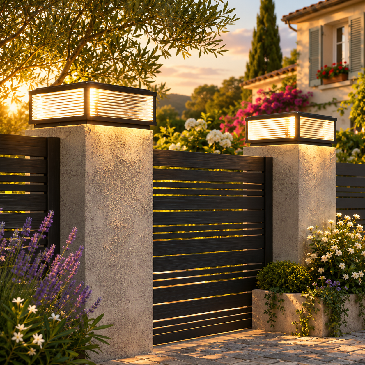 Square Glass Solar Pillar Light